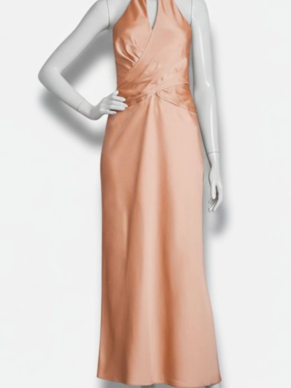 Significant Other Women's Beige Alix Satin Halter Crossover Midi Dress Size: 2